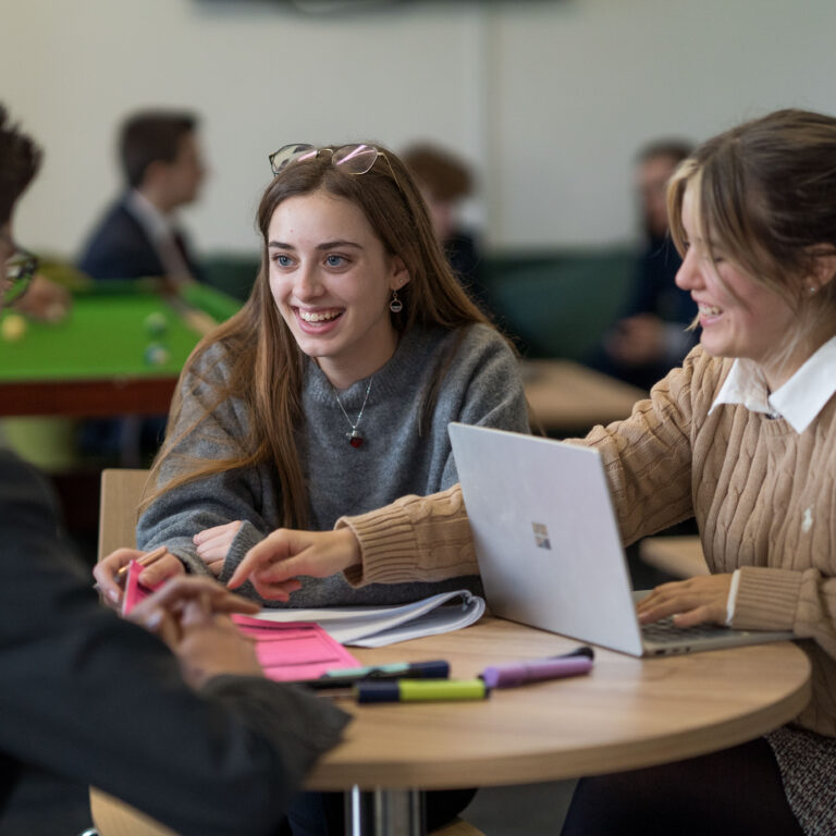 senior students chatting