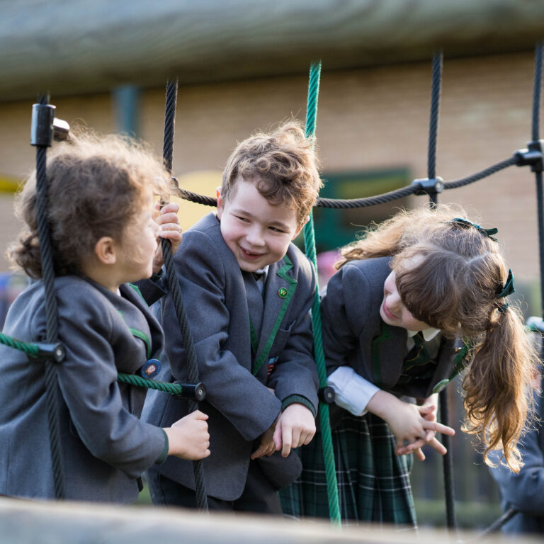 students on a climbing rope