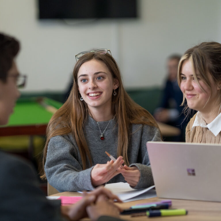 students talking