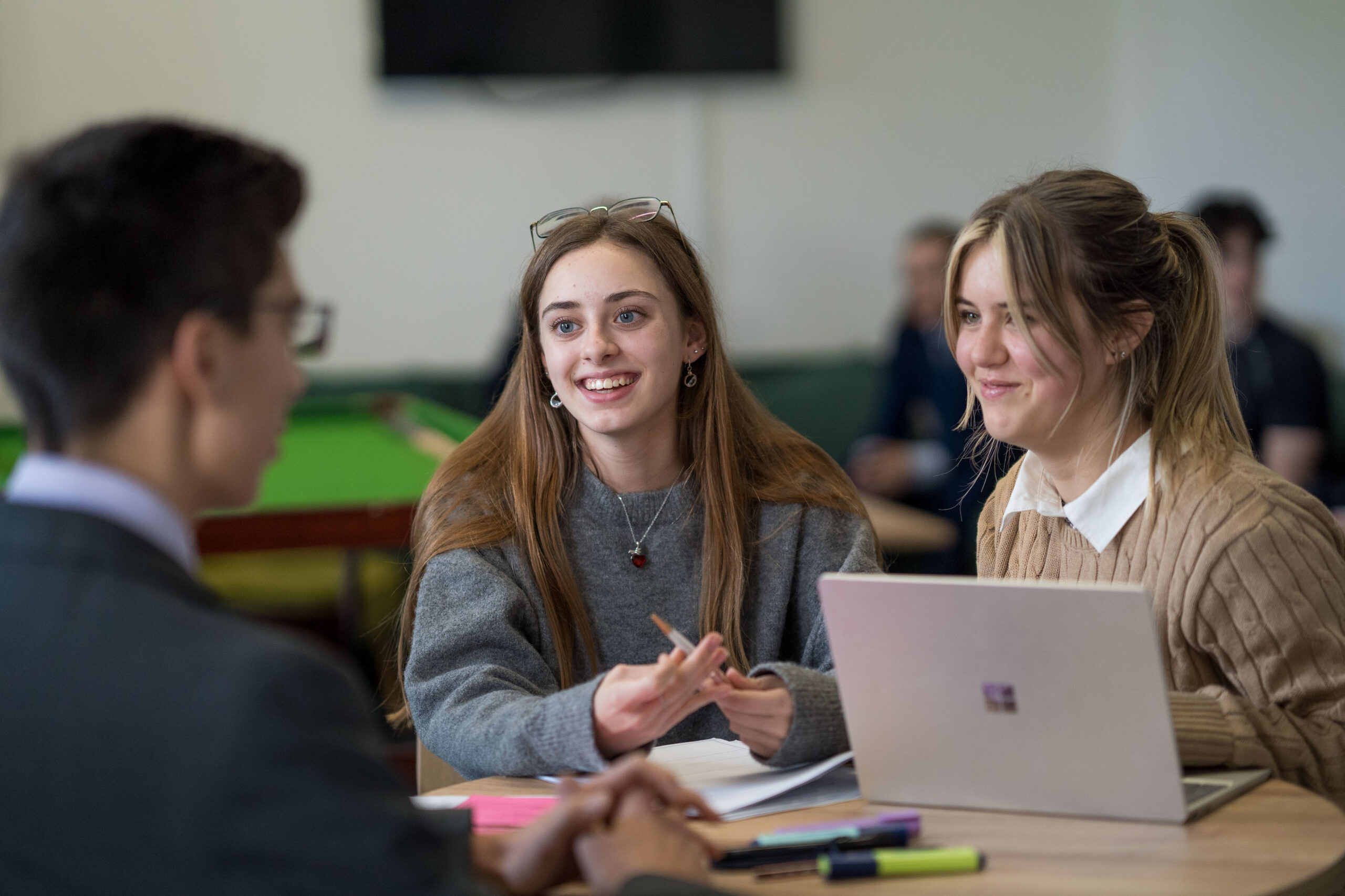 students talking